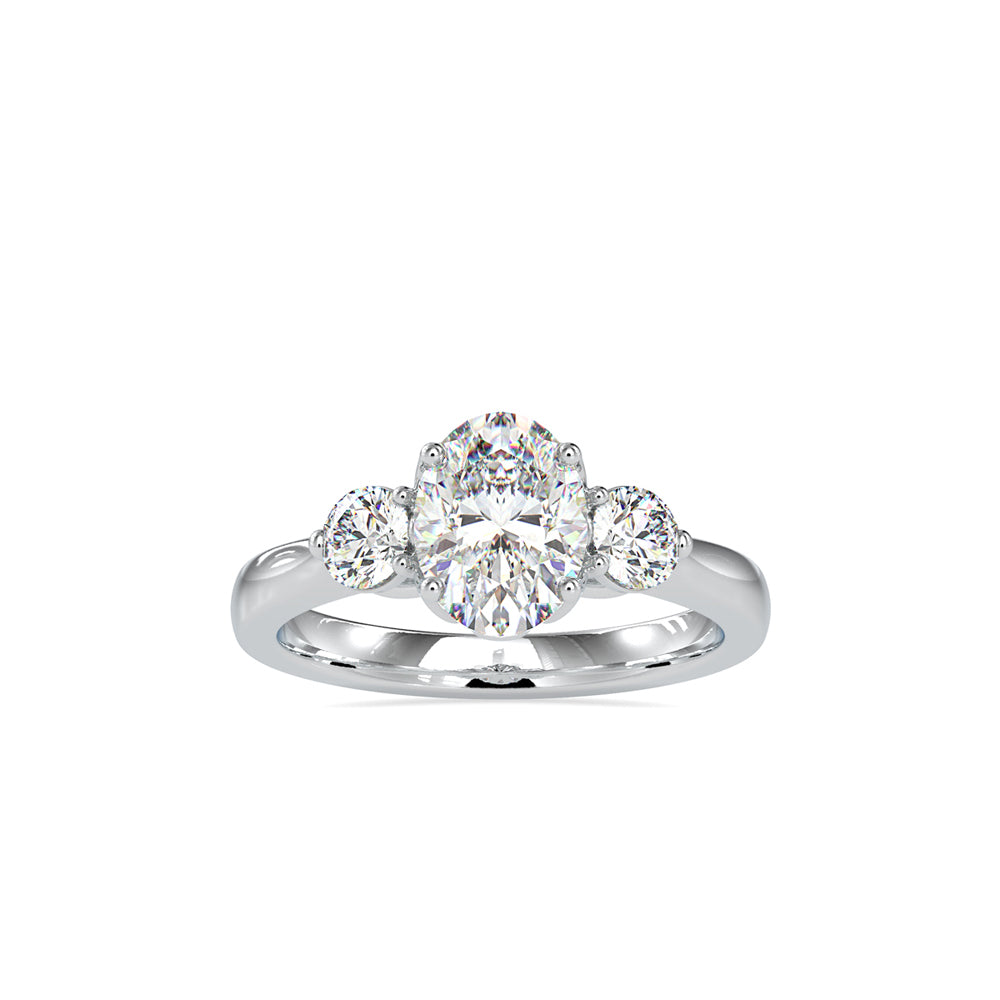 SKU: 0189 (10K) Flower setting Three-Stone Engagment Ring in Rose Gold.