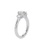 SKU: 0189 (18K) Flower setting Three-Stone Engagment Ring in Rose Gold.