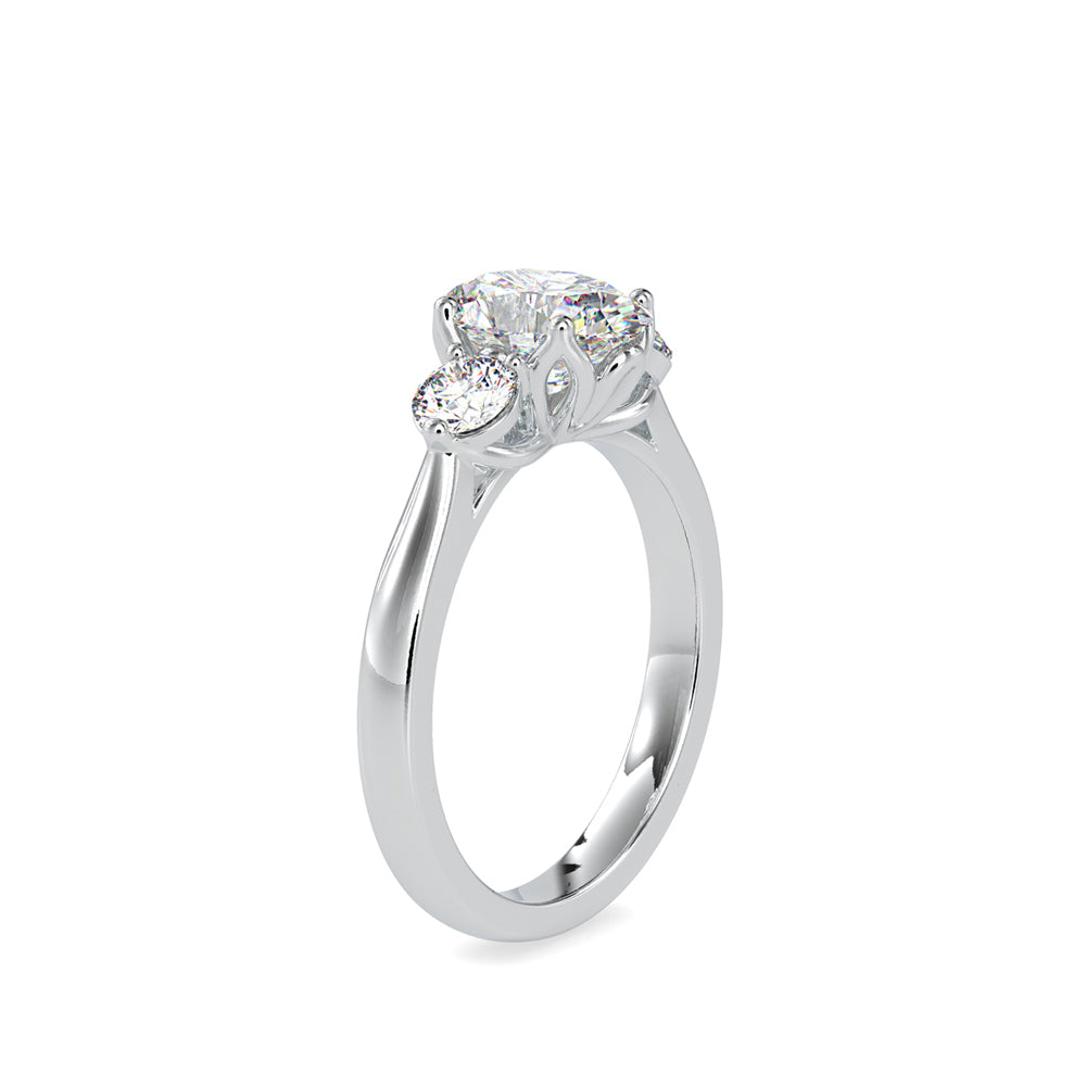 SKU: 0189 (18K) Flower setting Three-Stone Engagment Ring in Rose Gold.