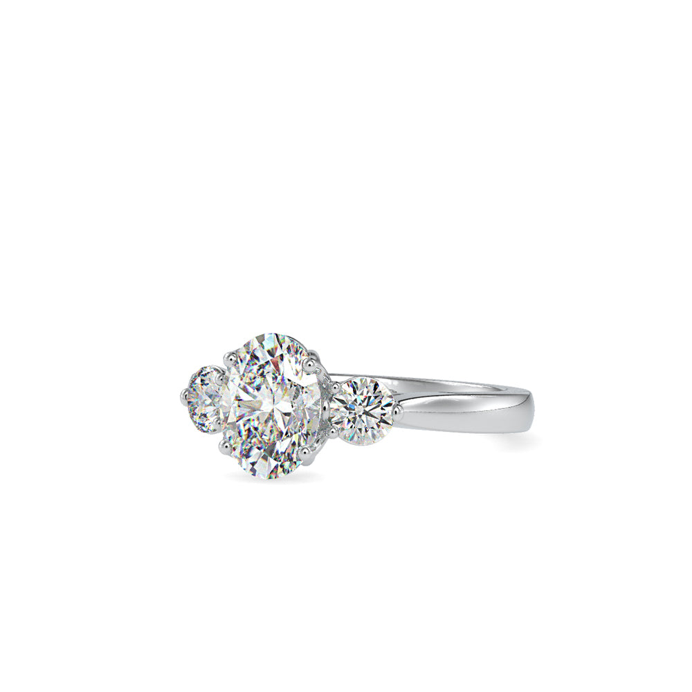 SKU: 0189 (14K) Flower setting Three-Stone Engagment Ring in Rose Gold.