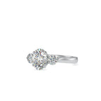 SKU: 0189 (18K) Flower setting Three-Stone Engagment Ring in Rose Gold.