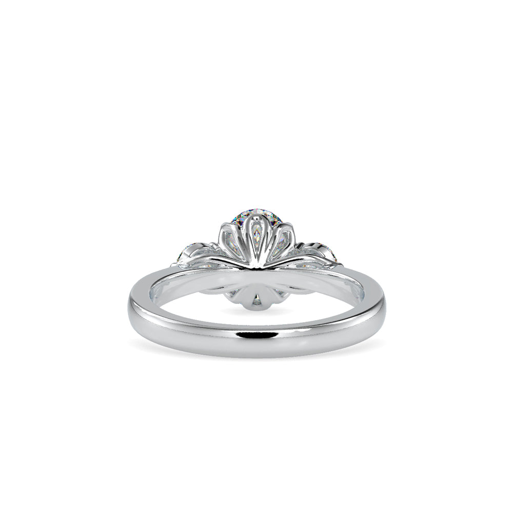 SKU: 0189 (10K) Flower setting Three-Stone Engagment Ring in Rose Gold.