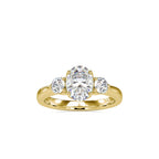 SKU: 0189 (14K) Flower setting Three-Stone Engagment Ring in Rose Gold.