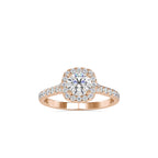 SKU: 0191 (22K) Round-cut Sparkle Halo Engagment Ring in Rose Gold.