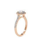 SKU: 0191 (14K) Round-cut Sparkle Halo Engagment Ring in Rose Gold.