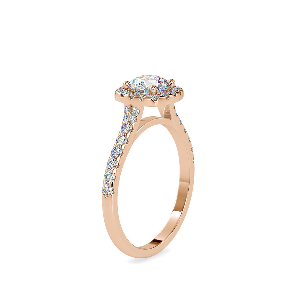 SKU: 0191 (22K) Round-cut Sparkle Halo Engagment Ring in Rose Gold.
