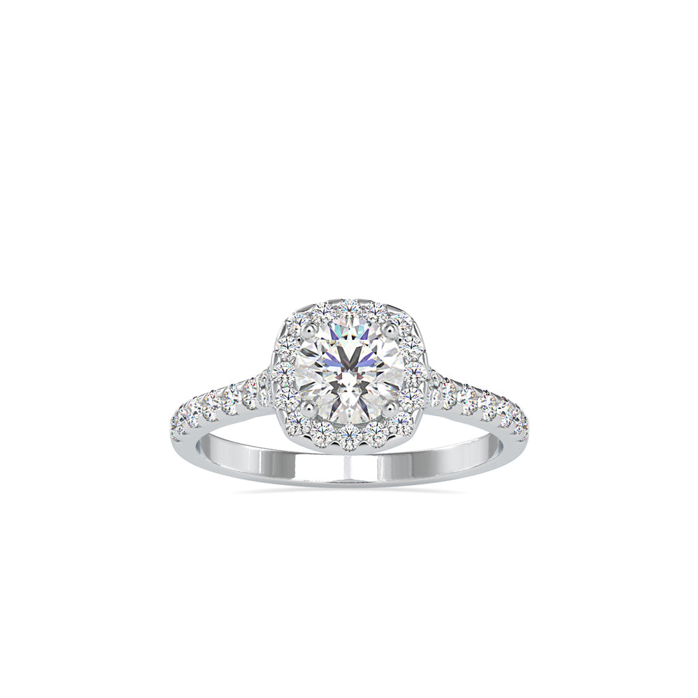 SKU: 0191 (10K) Round-cut Sparkle Halo Engagment Ring in Rose Gold.