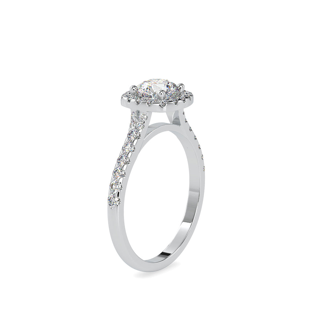 SKU: 0191 (22K) Round-cut Sparkle Halo Engagment Ring in Rose Gold.
