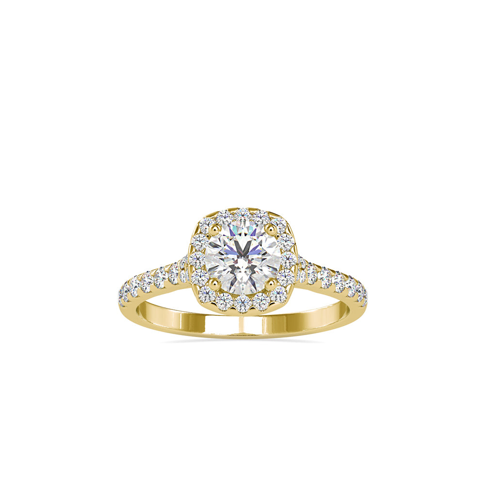 SKU: 0191 (14K) Round-cut Sparkle Halo Engagment Ring in Rose Gold.