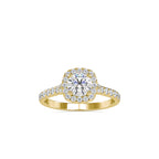 SKU: 0191 (14K) Round-cut Sparkle Halo Engagment Ring in Rose Gold.
