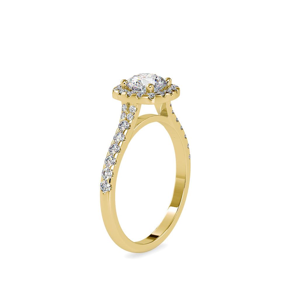 SKU: 0191 (10K) Round-cut Sparkle Halo Engagment Ring in Rose Gold.