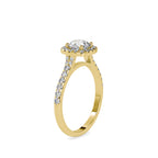 SKU: 0191 (18K) Round-cut Sparkle Halo Engagment Ring in Rose Gold.