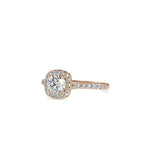SKU: 0192 (14K) Cushion-cut Split Shank Halo Engagment Ring in Rose Gold.