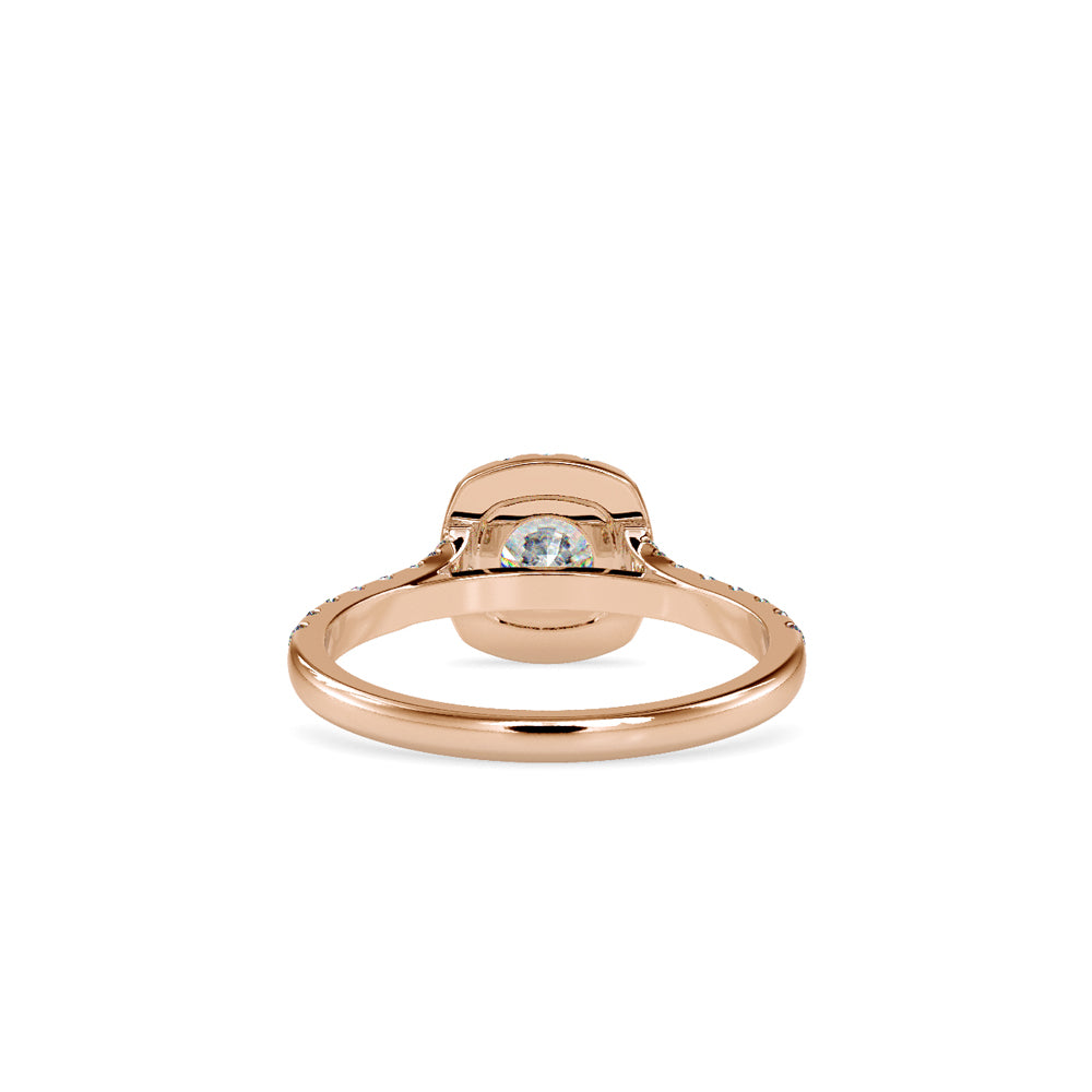 SKU: 0192 (14K) Cushion-cut Split Shank Halo Engagment Ring in Rose Gold.