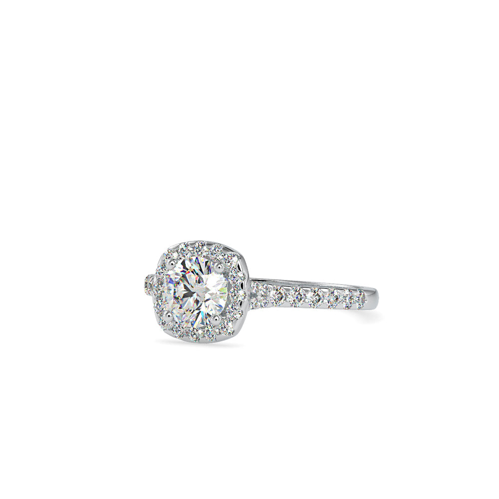 SKU: 0192 (22K) Cushion-cut Split Shank Halo Engagment Ring in Rose Gold.