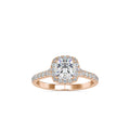 SKU: 0193 (22K) Cushion-cut Sparkle Halo Engagment Ring in Rose Gold.