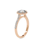 SKU: 0193 (14K) Cushion-cut Sparkle Halo Engagment Ring in Rose Gold.