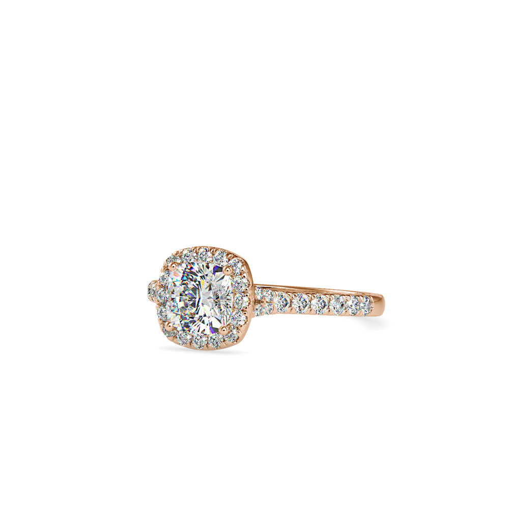 SKU: 0193 (10K) Cushion-cut Sparkle Halo Engagment Ring in Rose Gold.