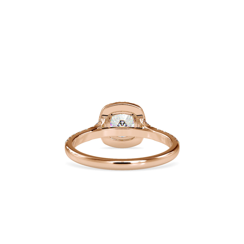 SKU: 0193 (14K) Cushion-cut Sparkle Halo Engagment Ring in Rose Gold.