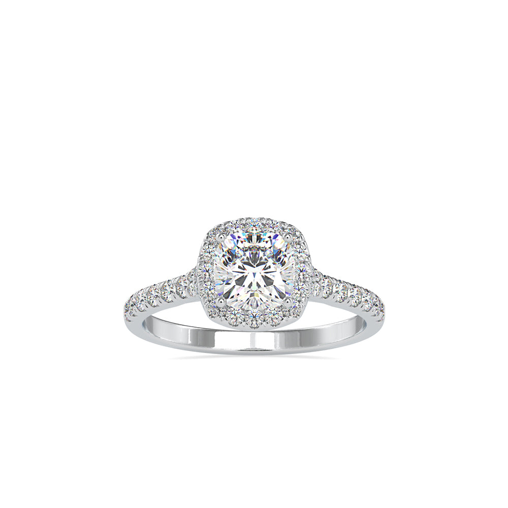 SKU: 0193 (18K) Cushion-cut Sparkle Halo Engagment Ring in Rose Gold.