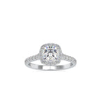 SKU: 0193 (10K) Cushion-cut Sparkle Halo Engagment Ring in Rose Gold.