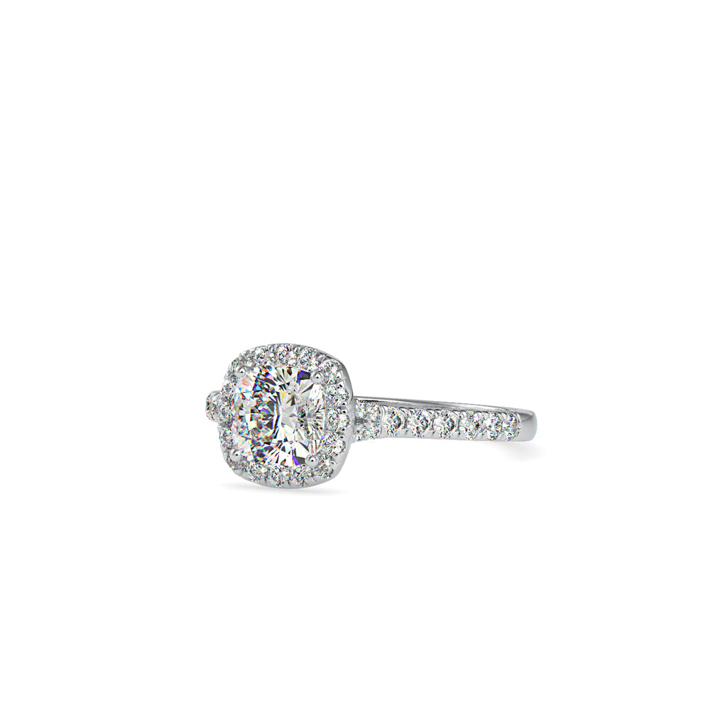 SKU: 0193 (10K) Cushion-cut Sparkle Halo Engagment Ring in Rose Gold.