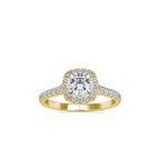 SKU: 0193 (14K) Cushion-cut Sparkle Halo Engagment Ring in Rose Gold.