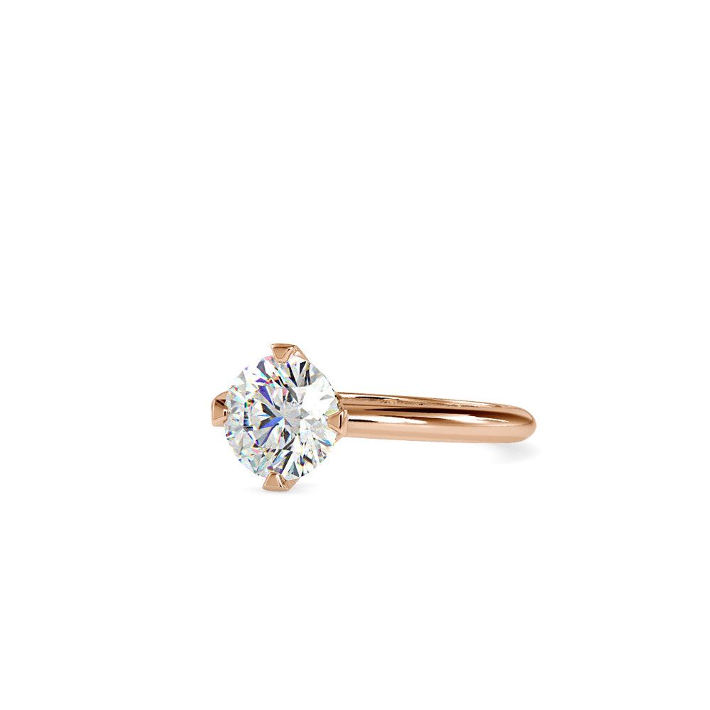SKU: 0194 (10K) Four-Prong Solitaire Engagment Ring in Rose Gold.
