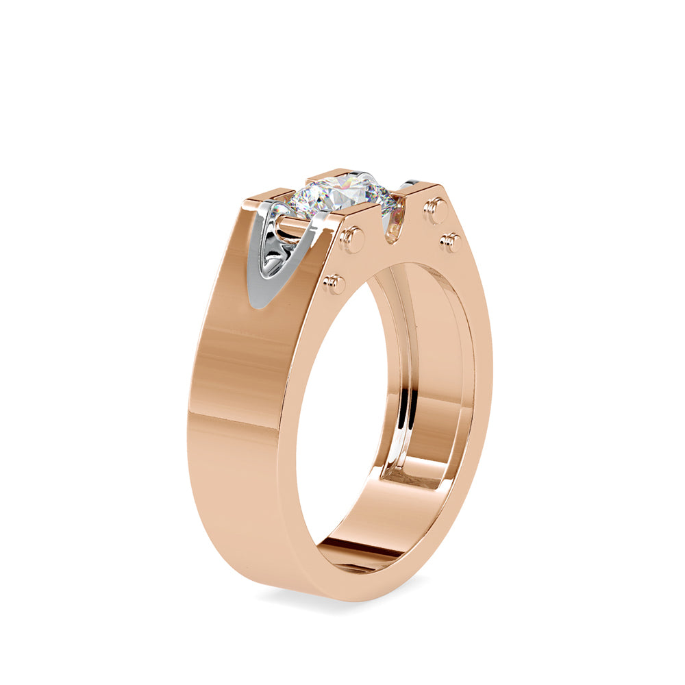 SKU: 0195 (18K) Unique Two-Tone Round-Diamond Ring .