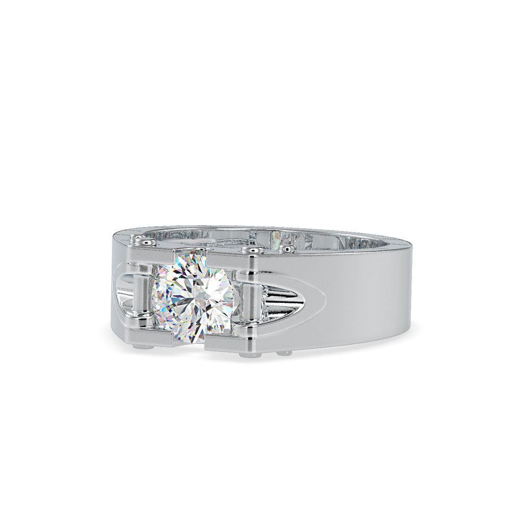 SKU: 0195 (18K) Unique Two-Tone Round-Diamond Ring .