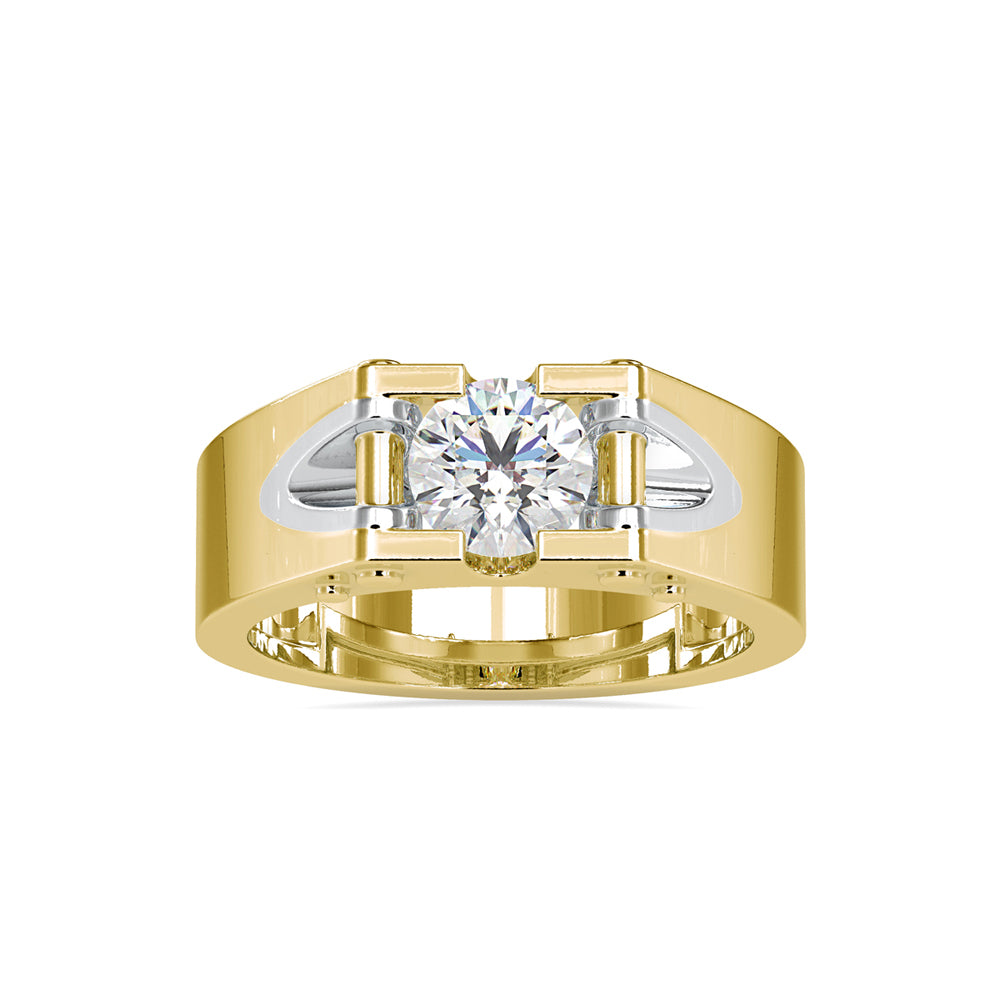 SKU: 0195 (18K) Unique Two-Tone Round-Diamond Ring .
