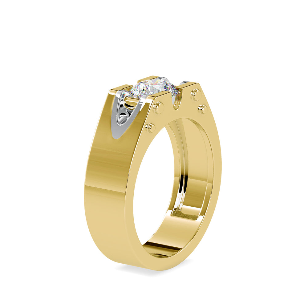 SKU: 0195 (22K) Unique Two-Tone Round-Diamond Ring .