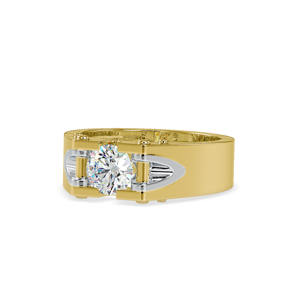 SKU: 0195 (10K) Unique Two-Tone Round-Diamond Ring .