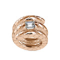 SKU: 0196 (10K) Snake-Style Emerald-Cut Diamond Ring in Rose Gold.