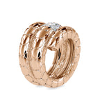 SKU: 0196 (14K) Snake-Style Emerald-Cut Diamond Ring in Rose Gold.