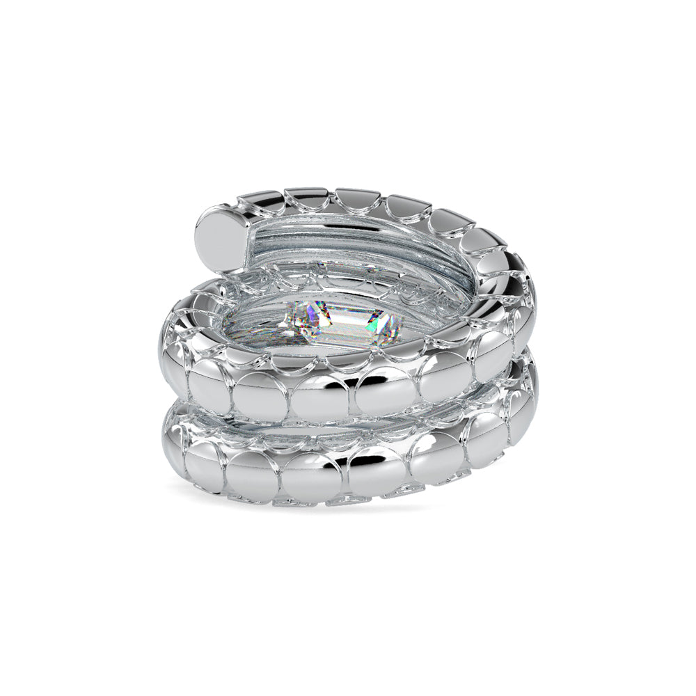 SKU: 0196 (10K) Snake-Style Emerald-Cut Diamond Ring in Rose Gold.