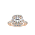 SKU: 0197 (18K) Round-cut Double Halo Engagment Ring in Rose Gold.