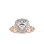 SKU: 0197 (10K) Round-cut Double Halo Engagment Ring in Rose Gold.