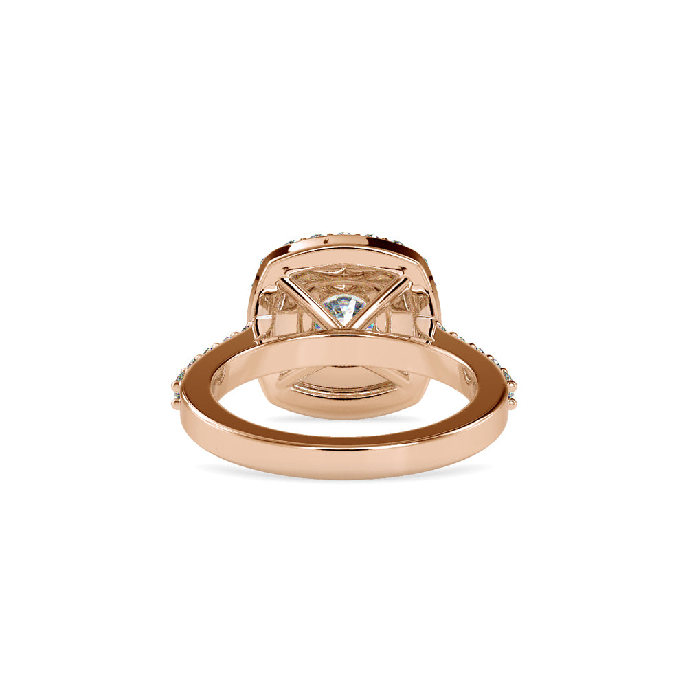 SKU: 0197 (22K) Round-cut Double Halo Engagment Ring in Rose Gold.
