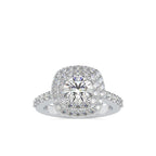 SKU: 0197 (22K) Round-cut Double Halo Engagment Ring in Rose Gold.