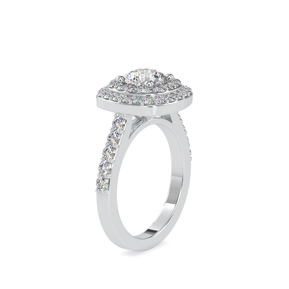 SKU: 0197 (22K) Round-cut Double Halo Engagment Ring in Rose Gold.