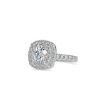 SKU: 0197 (14K) Round-cut Double Halo Engagment Ring in Rose Gold.