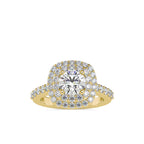 SKU: 0197 (10K) Round-cut Double Halo Engagment Ring in Rose Gold.