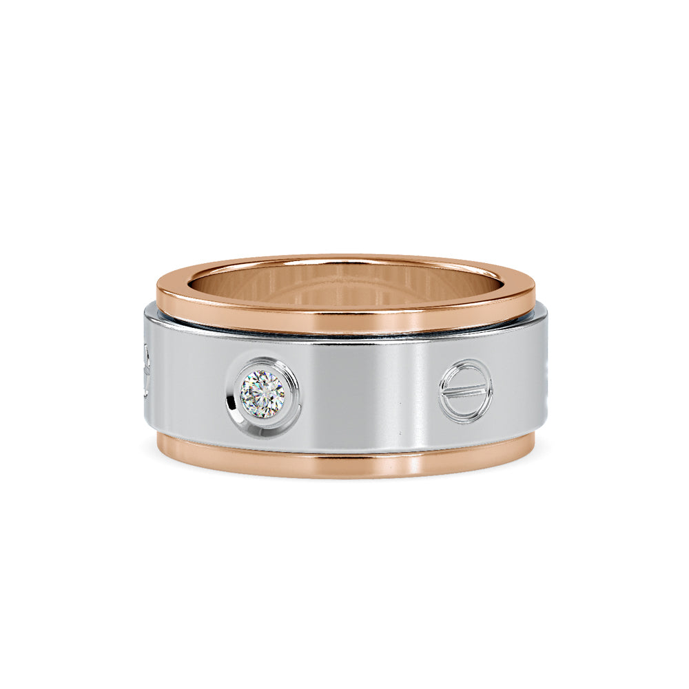 SKU: 0198 (22K) Wide Two-Tone Round Diamond Band Ring .