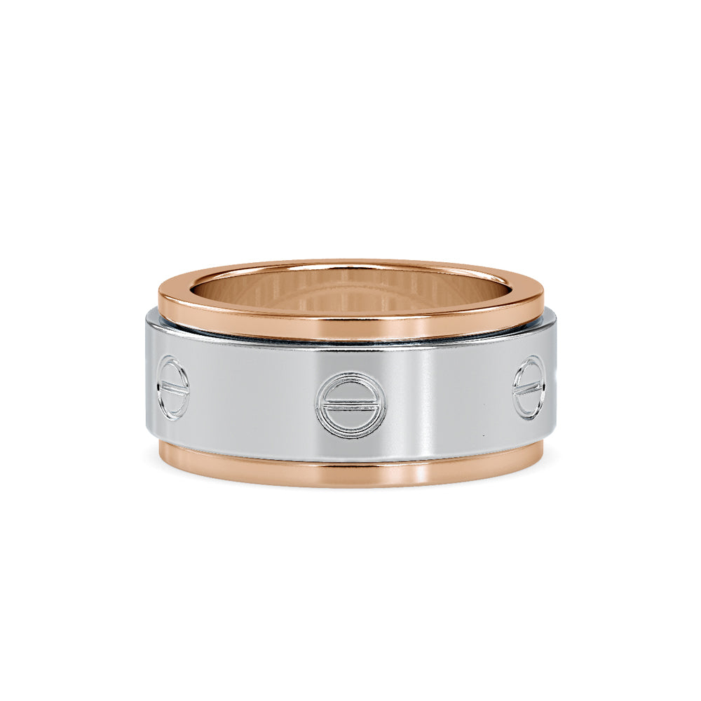 SKU: 0198 (14K) Wide Two-Tone Round Diamond Band Ring .
