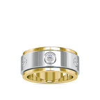 SKU: 0198 (22K) Wide Two-Tone Round Diamond Band Ring .