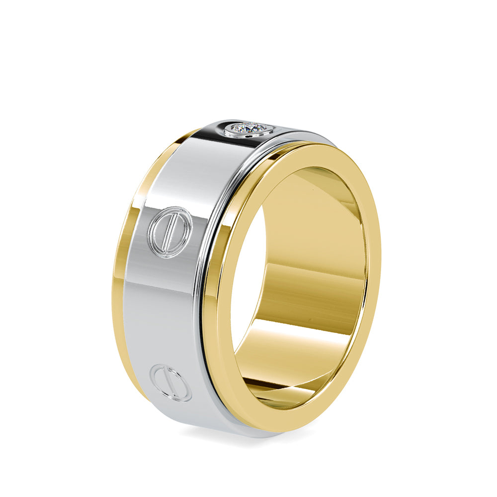 SKU: 0198 (22K) Wide Two-Tone Round Diamond Band Ring .