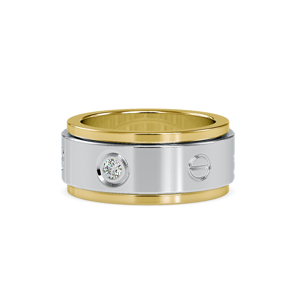 SKU: 0198 (14K) Wide Two-Tone Round Diamond Band Ring .