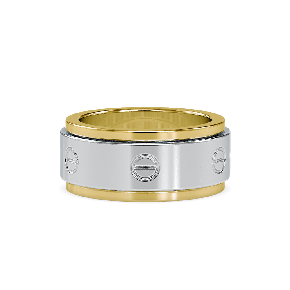 SKU: 0198 (22K) Wide Two-Tone Round Diamond Band Ring .