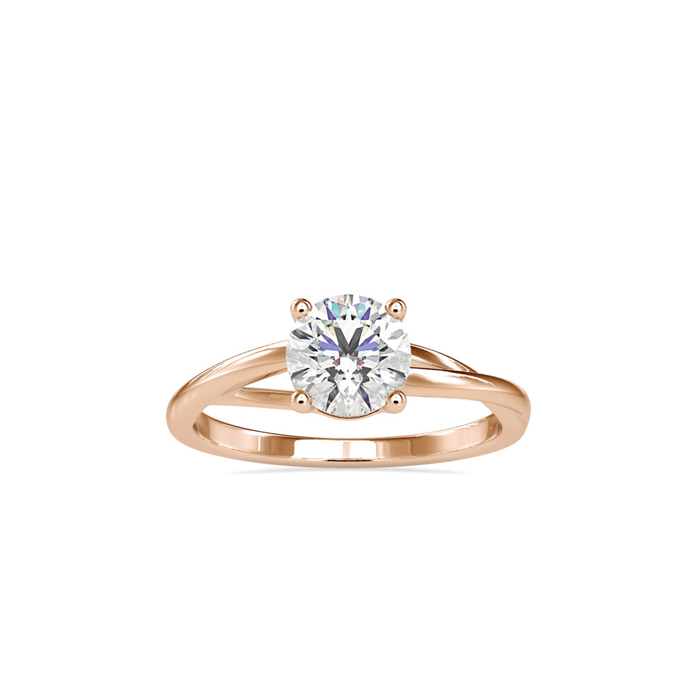 SKU: 0199 (22K) Four-Prong Twisted-Band Solitaire Engagment Ring in Rose Gold.